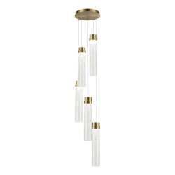 Фото SL6236.303.05 Светильник подвесной ST-Luce Латунь/Прозрачный LED 5*12W 4000K CHAMPAGNE