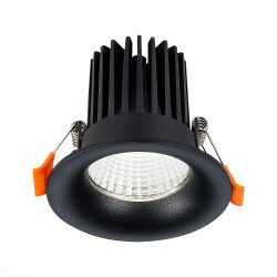 Фото ST703.438.10 Св-к встр. Черный LED 1*10W 3000K 900Lm Ra>90 38° IP20 D85xH75 170-240V Встраиваемые светильники
