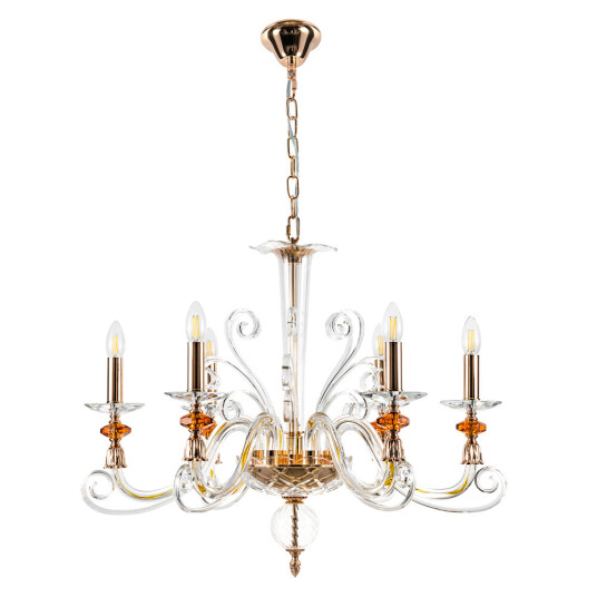 Фото Люстра Crystal Lux CATARINA SP6 V2 GOLD/TRANSPARENT-COGNAC
