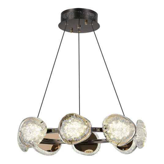 Фото SL6018.203.64 Светильник подвесной ST-Luce черный/ золотистый / прозрачный LED 1*64W 4000K МИСТЕРИ